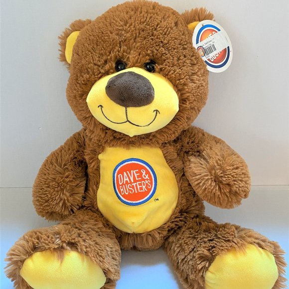 Dave And Buster's Logo Brown Bear 13" Toy Factor Stuffed Plush Toy - Picture 1 of 5